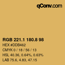 Color code: RGB 221.1 180.8 98 | qconv.com
