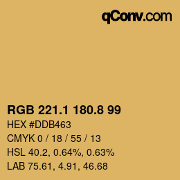 Color code: RGB 221.1 180.8 99 | qconv.com