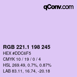 カラーコード: RGB 221.1 198 245 | qconv.com