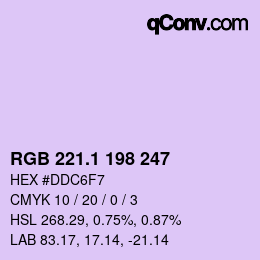 カラーコード: RGB 221.1 198 247 | qconv.com