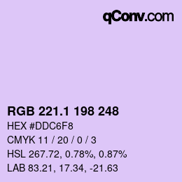 カラーコード: RGB 221.1 198 248 | qconv.com