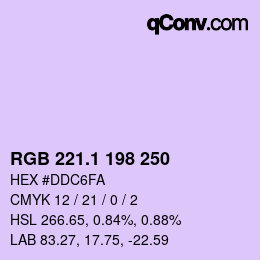 カラーコード: RGB 221.1 198 250 | qconv.com