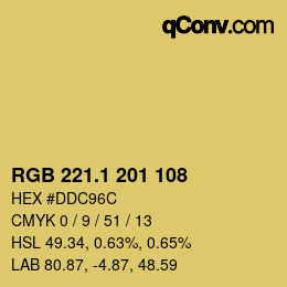 カラーコード: RGB 221.1 201 108 | qconv.com