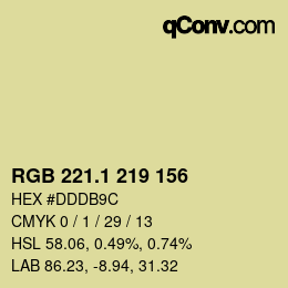 カラーコード: RGB 221.1 219 156 | qconv.com