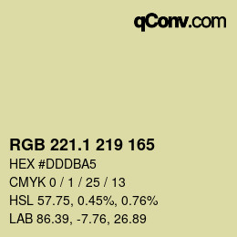 カラーコード: RGB 221.1 219 165 | qconv.com