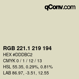 カラーコード: RGB 221.1 219 194 | qconv.com