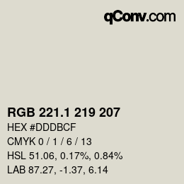 Color code: RGB 221.1 219 207 | qconv.com