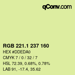 カラーコード: RGB 221.1 237 160 | qconv.com