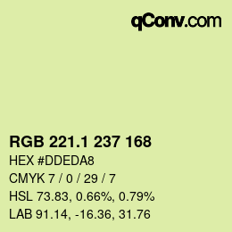 カラーコード: RGB 221.1 237 168 | qconv.com