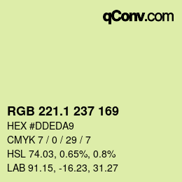 カラーコード: RGB 221.1 237 169 | qconv.com