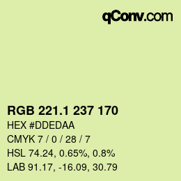 カラーコード: RGB 221.1 237 170 | qconv.com