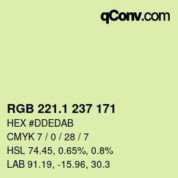 カラーコード: RGB 221.1 237 171 | qconv.com