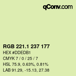 カラーコード: RGB 221.1 237 177 | qconv.com