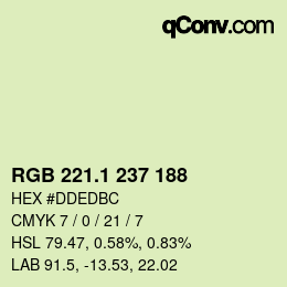 カラーコード: RGB 221.1 237 188 | qconv.com