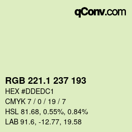 カラーコード: RGB 221.1 237 193 | qconv.com