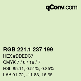 カラーコード: RGB 221.1 237 199 | qconv.com