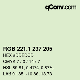 Color code: RGB 221.1 237 205 | qconv.com