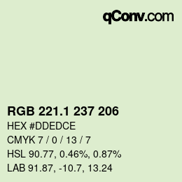 カラーコード: RGB 221.1 237 206 | qconv.com