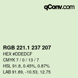 カラーコード: RGB 221.1 237 207 | qconv.com