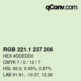 カラーコード: RGB 221.1 237 208 | qconv.com