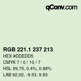 カラーコード: RGB 221.1 237 213 | qconv.com