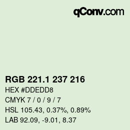 Color code: RGB 221.1 237 216 | qconv.com