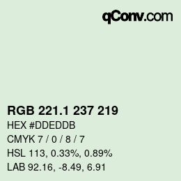 Color code: RGB 221.1 237 219 | qconv.com