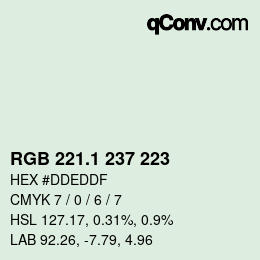 カラーコード: RGB 221.1 237 223 | qconv.com