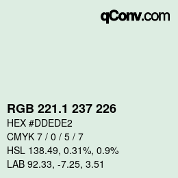 Color code: RGB 221.1 237 226 | qconv.com