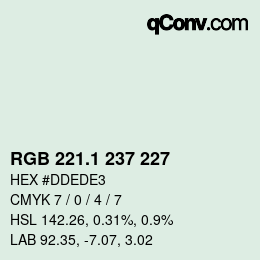 カラーコード: RGB 221.1 237 227 | qconv.com