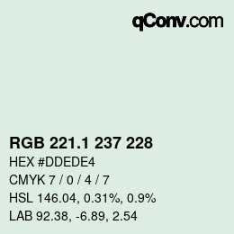 Color code: RGB 221.1 237 228 | qconv.com