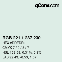 Color code: RGB 221.1 237 230 | qconv.com