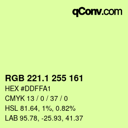 カラーコード: RGB 221.1 255 161 | qconv.com