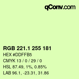 カラーコード: RGB 221.1 255 181 | qconv.com