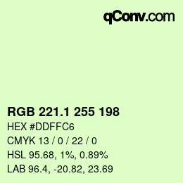 カラーコード: RGB 221.1 255 198 | qconv.com