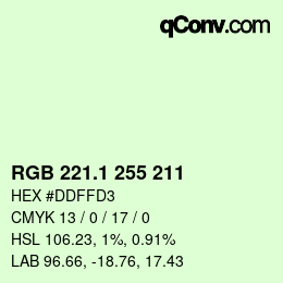 カラーコード: RGB 221.1 255 211 | qconv.com