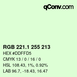 カラーコード: RGB 221.1 255 213 | qconv.com