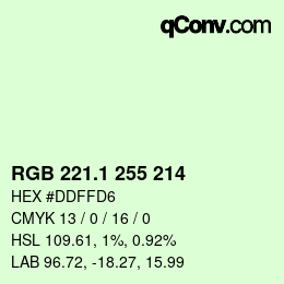 Color code: RGB 221.1 255 214 | qconv.com