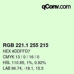 カラーコード: RGB 221.1 255 215 | qconv.com