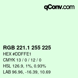 Color code: RGB 221.1 255 225 | qconv.com