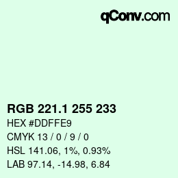Color code: RGB 221.1 255 233 | qconv.com