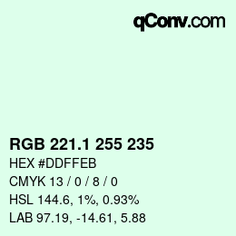 カラーコード: RGB 221.1 255 235 | qconv.com