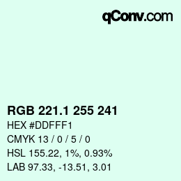 カラーコード: RGB 221.1 255 241 | qconv.com