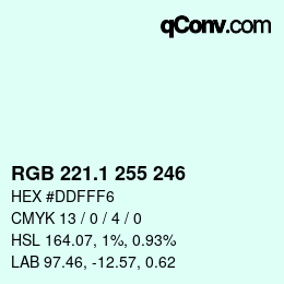 カラーコード: RGB 221.1 255 246 | qconv.com