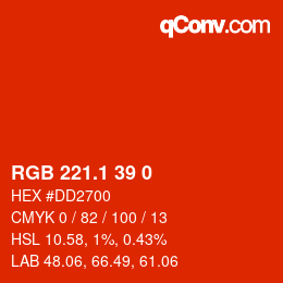 カラーコード: RGB 221.1 39 0 | qconv.com