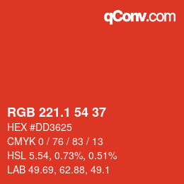 カラーコード: RGB 221.1 54 37 | qconv.com
