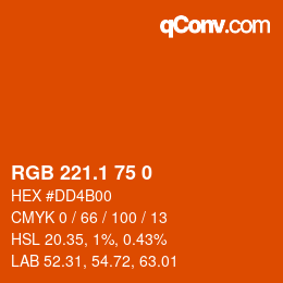 カラーコード: RGB 221.1 75 0 | qconv.com