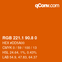 Código de color: RGB 221.1 90.8 0 | qconv.com