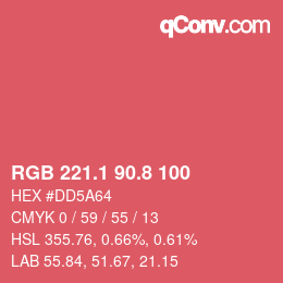 カラーコード: RGB 221.1 90.8 100 | qconv.com