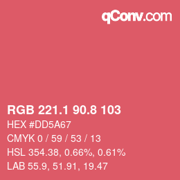 カラーコード: RGB 221.1 90.8 103 | qconv.com